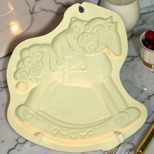 Brown Bag Cookie Mold ROCKING HORSE w BEAR 1993 Baby Shower Christening 6"
